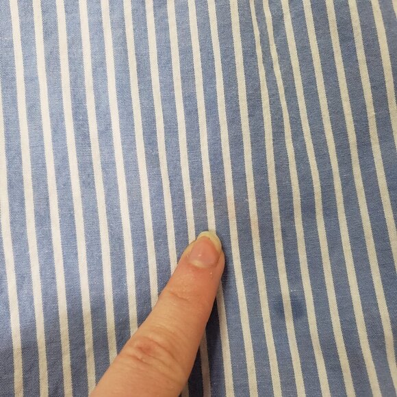 Woman Within Striped Button Up Top Size 2X Blue Capsule Nautical Preppy Classic - Picture 11 of 16